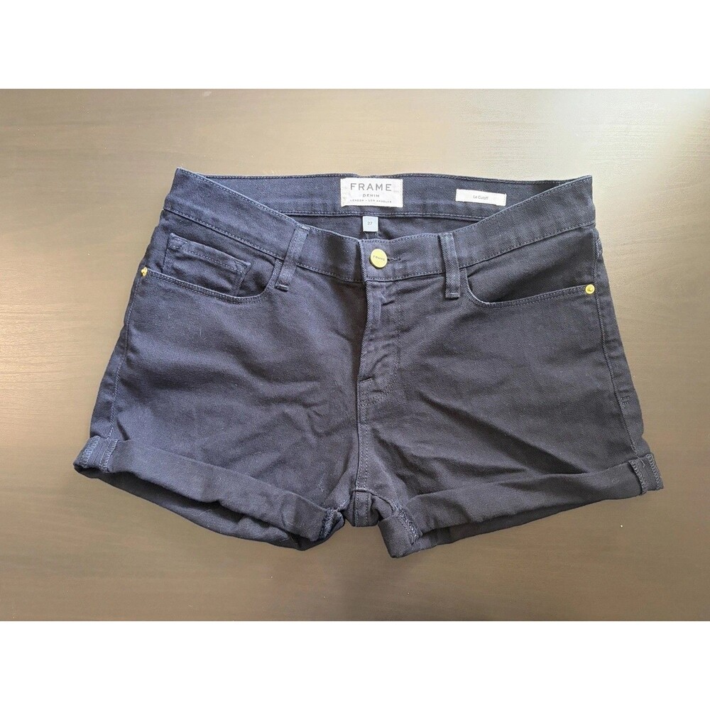 FRAME Le Cutoff Denim Jean Shorts Womens 27 Deep Blue Dive Navy Cuffed Classic